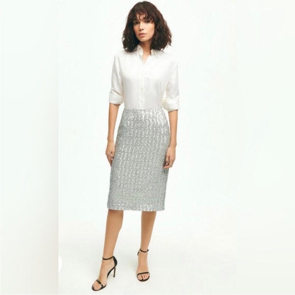 NEW Brooks Brothers Sequin Stretch Pencil Skirt Cocktail Party Size 12 - Picture 11 of 11